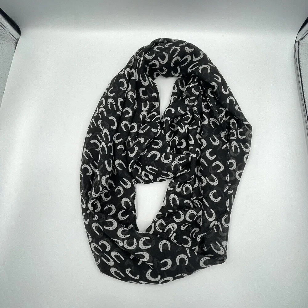 Infinity Black Scarf horseshoe print